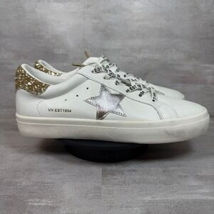 VH Sneakers White Gold Glitter‎ Star Low Top Casual Shoes Women's
